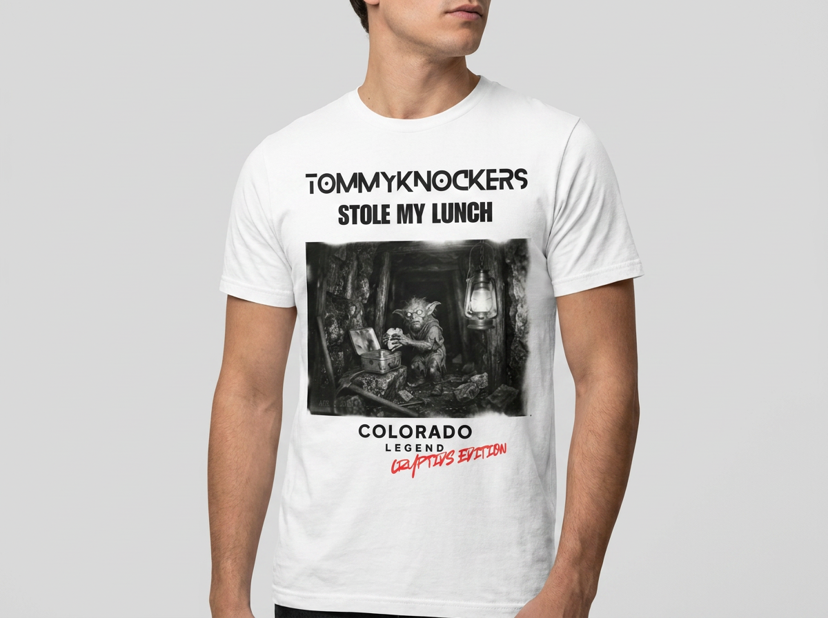 Tommyknockers Stole My Lunch — Colorado Legend Cryptids Edition Tee